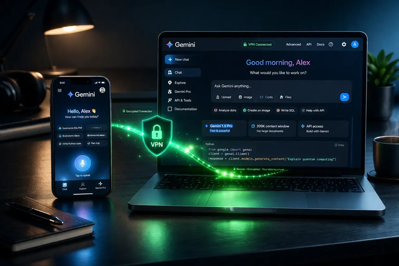 VPN для Gemini на смартфоне и ноутбуке